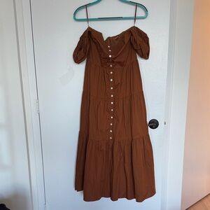 Staud brown dress off the shoulder size 4